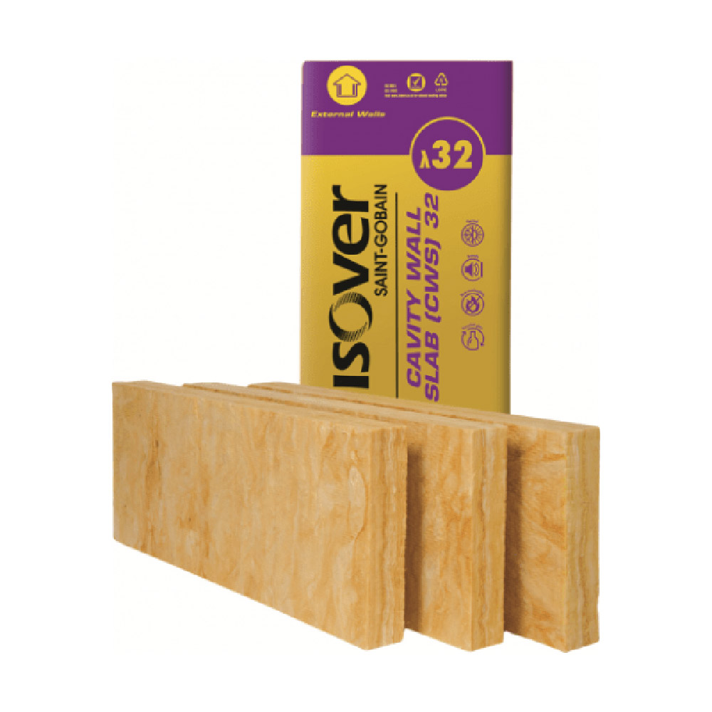 Isover Cavity Wall Slab (CWS) 32 75mm (5.46m2 Per Pack)