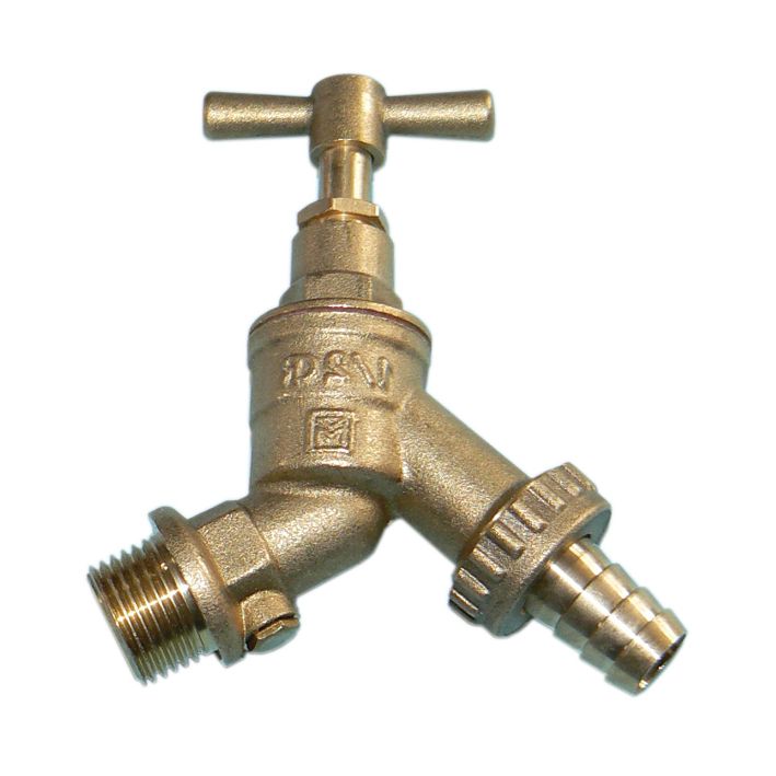 Plasson MDPE Bib Tap (DZR) c/w DCV 3/4" (9056D00)