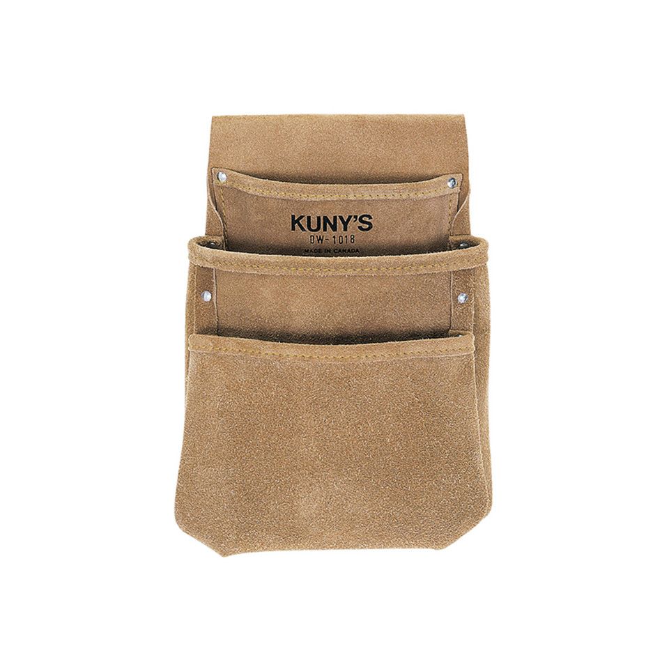 KUNYS LEATHER 3PKT SPLIT GRAIN DRYWALL POUCH