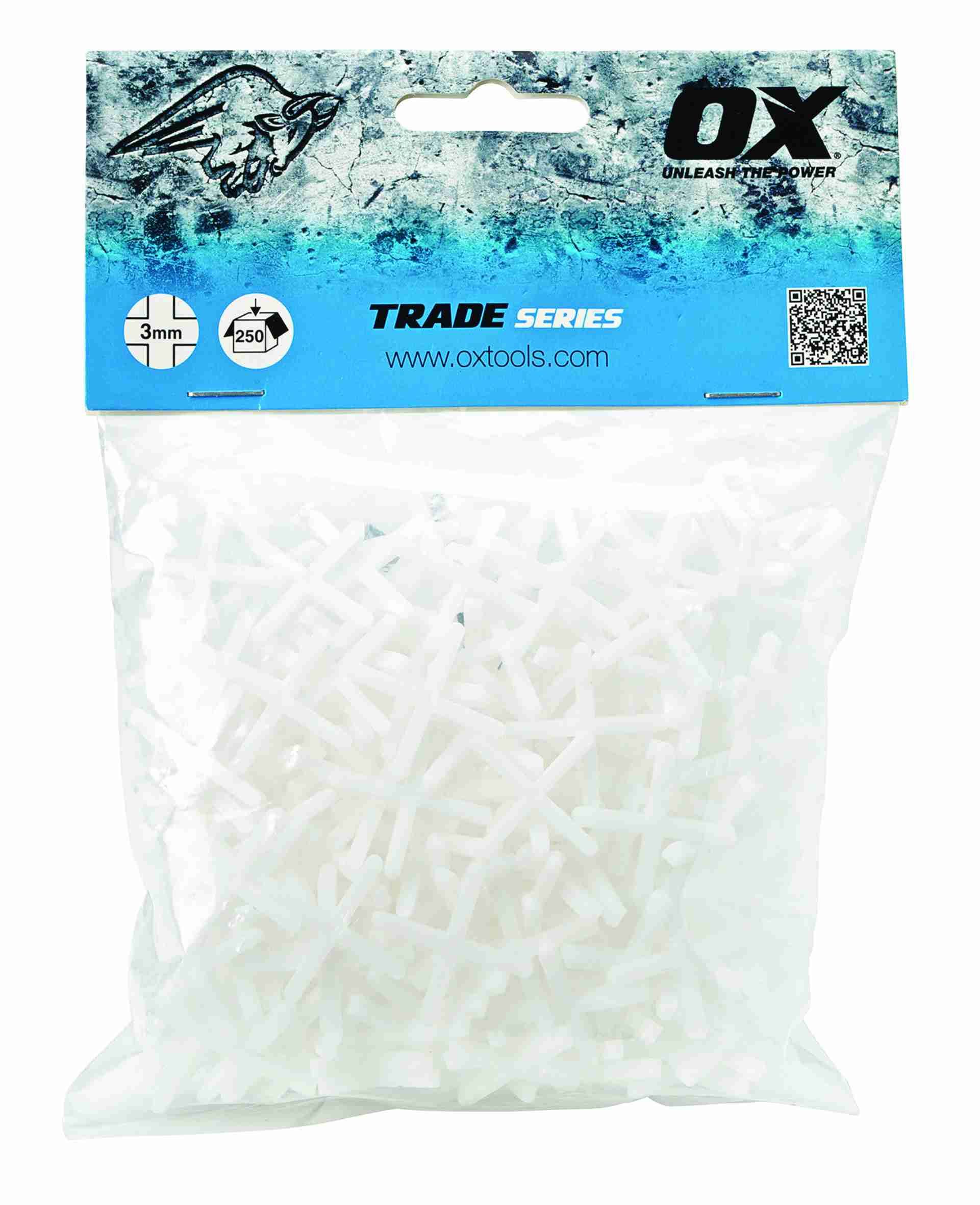 OX Trade Cross Shaped Tile Spacers (250 pcs) - 3mm